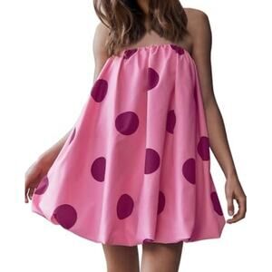 Pink Polka Dot Sleeveless Mini Bubble Dress Sz M